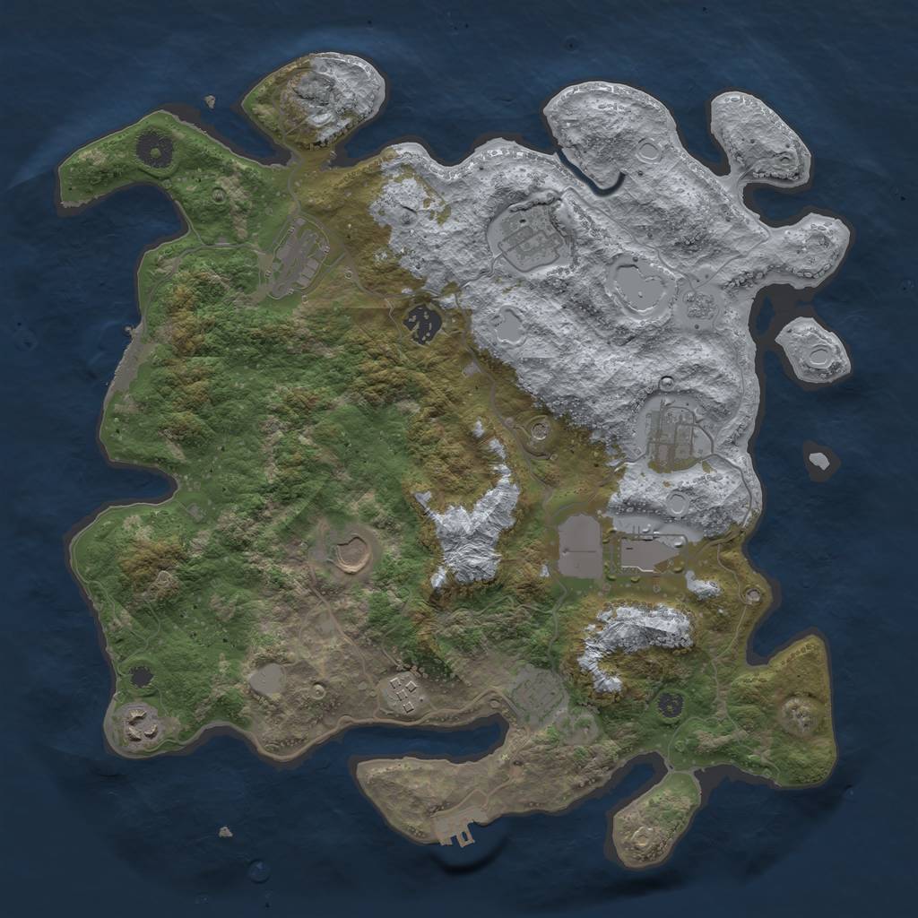 Rust Map: Procedural Map, Size: 3750, Seed: 35, 16 Monuments