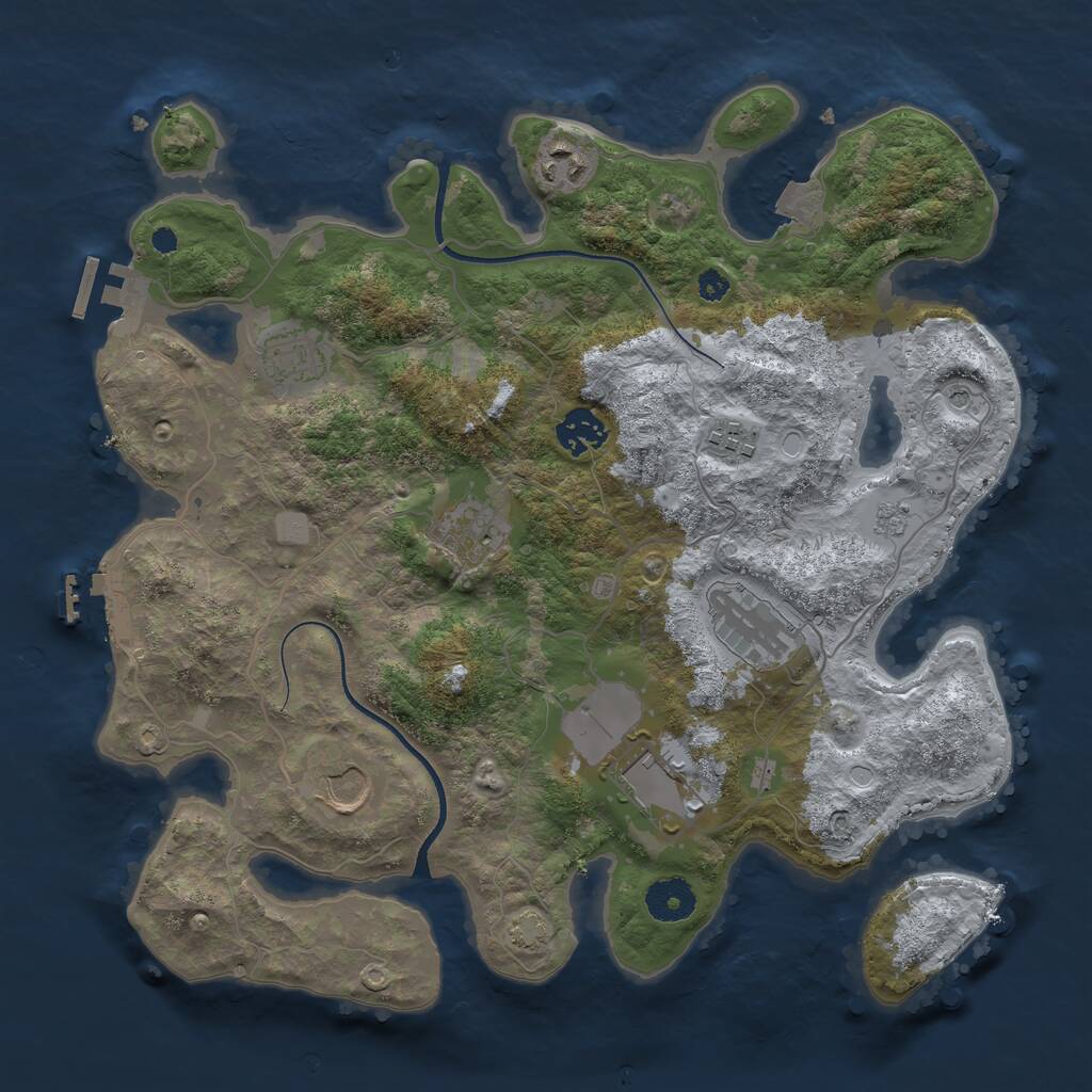 Rust Map: Procedural Map, Size: 3500, Seed: 509298729, 14 Monuments