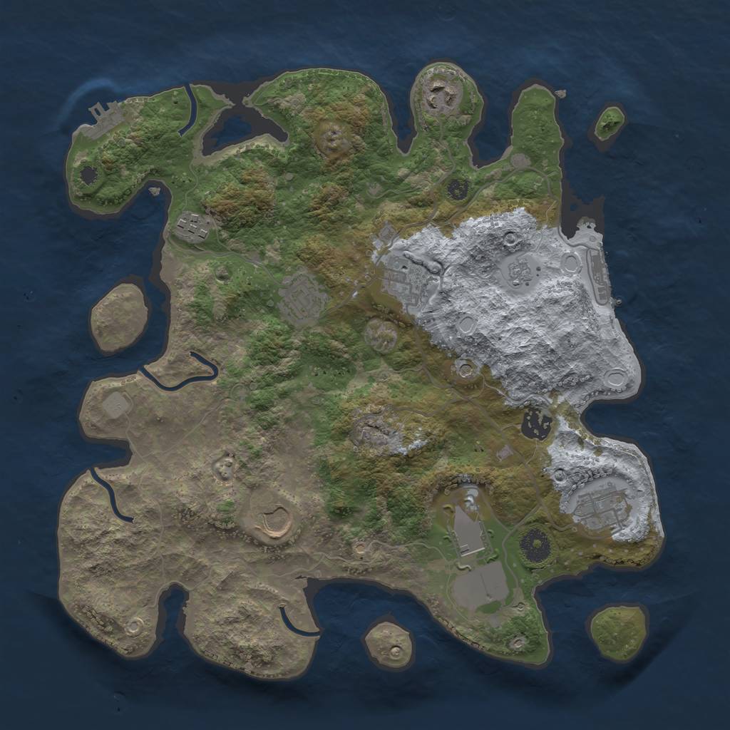 Rust Map: Procedural Map, Size: 3500, Seed: 567648311, 15 Monuments