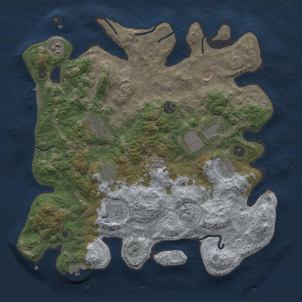Rust Map: Procedural Map, Size: 3850, Seed: 2676651, 17 Monuments
