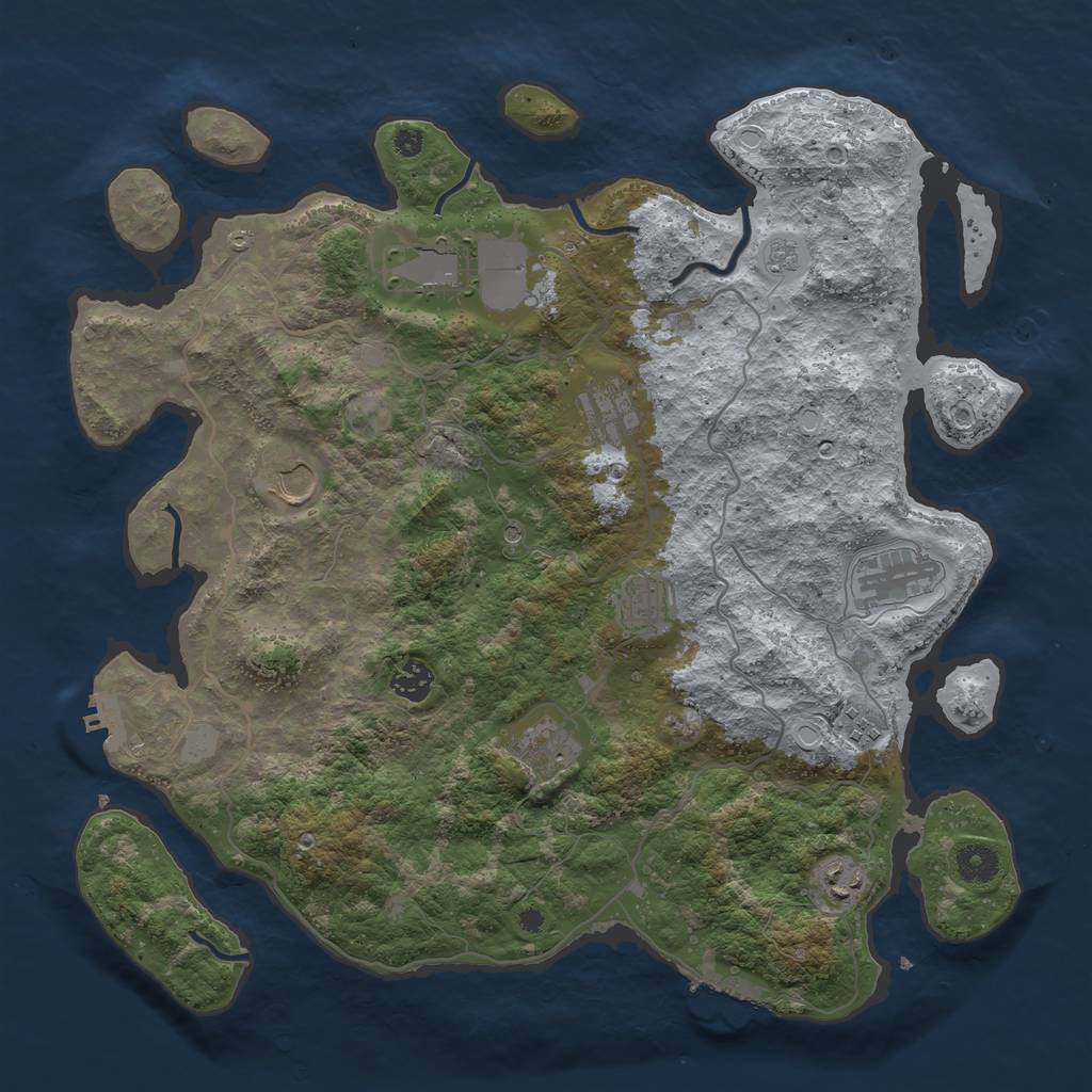 Rust Map: Procedural Map, Size: 4000, Seed: 2018473524, 16 Monuments