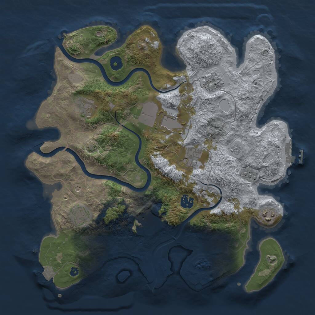 Rust Map: Procedural Map, Size: 3500, Seed: 2027614093, 14 Monuments