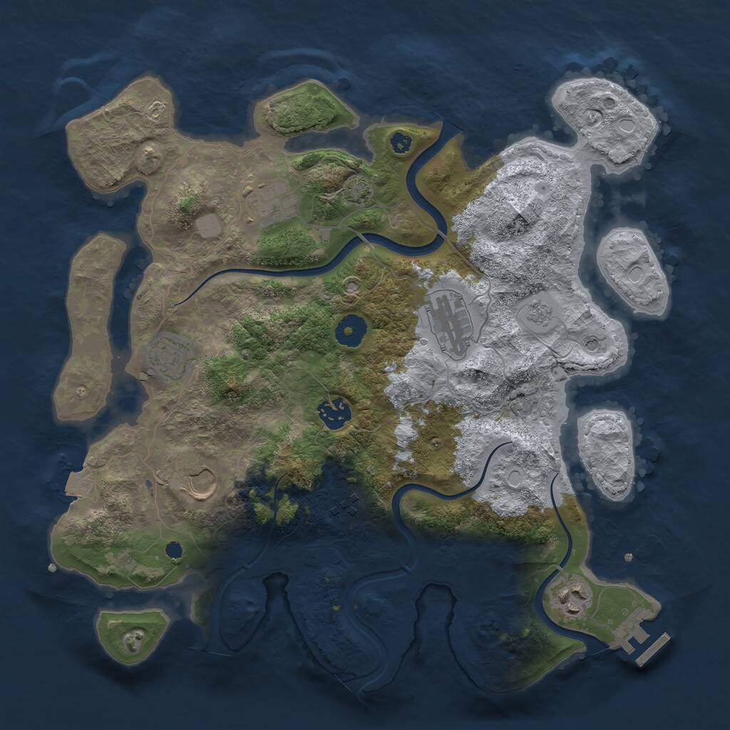 Rust Map: Procedural Map, Size: 3500, Seed: 14579, 12 Monuments