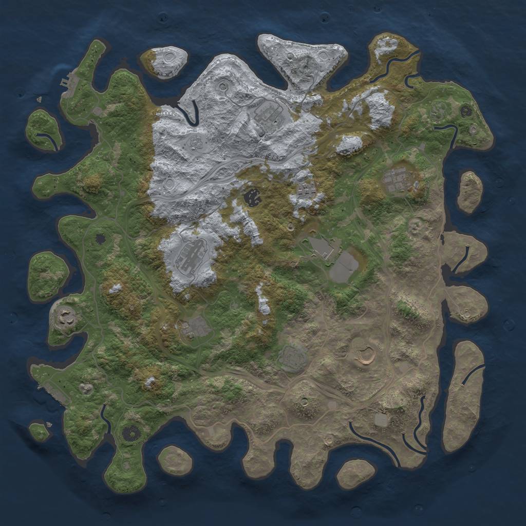 Rust Map: Procedural Map, Size: 4500, Seed: 88655267, 17 Monuments
