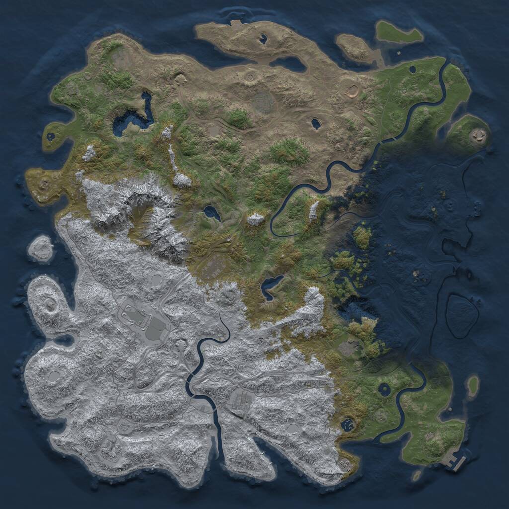 Rust Map: Procedural Map, Size: 6000, Seed: 801959501, 17 Monuments