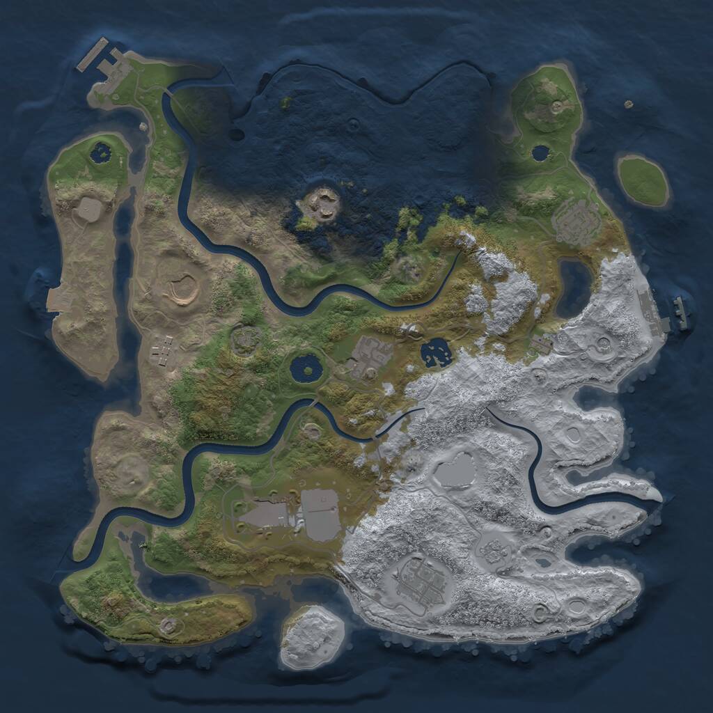 Rust Map: Procedural Map, Size: 3500, Seed: 1925069419, 14 Monuments