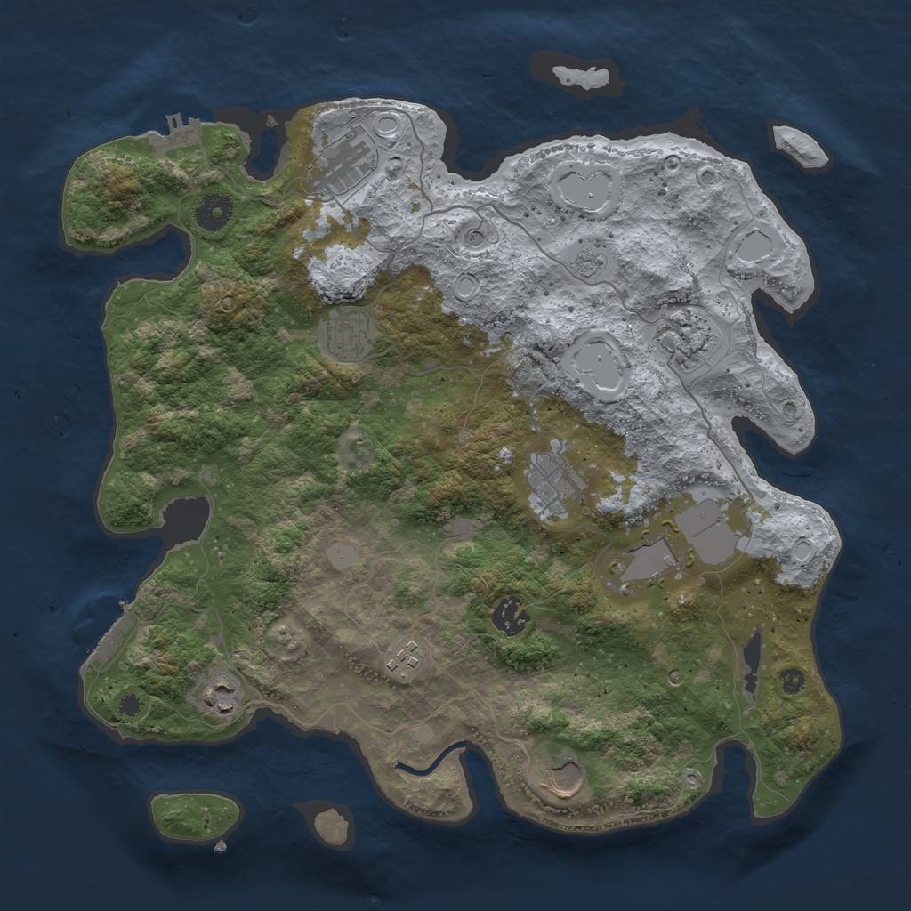 Rust Map: Procedural Map, Size: 3700, Seed: 1003, 16 Monuments