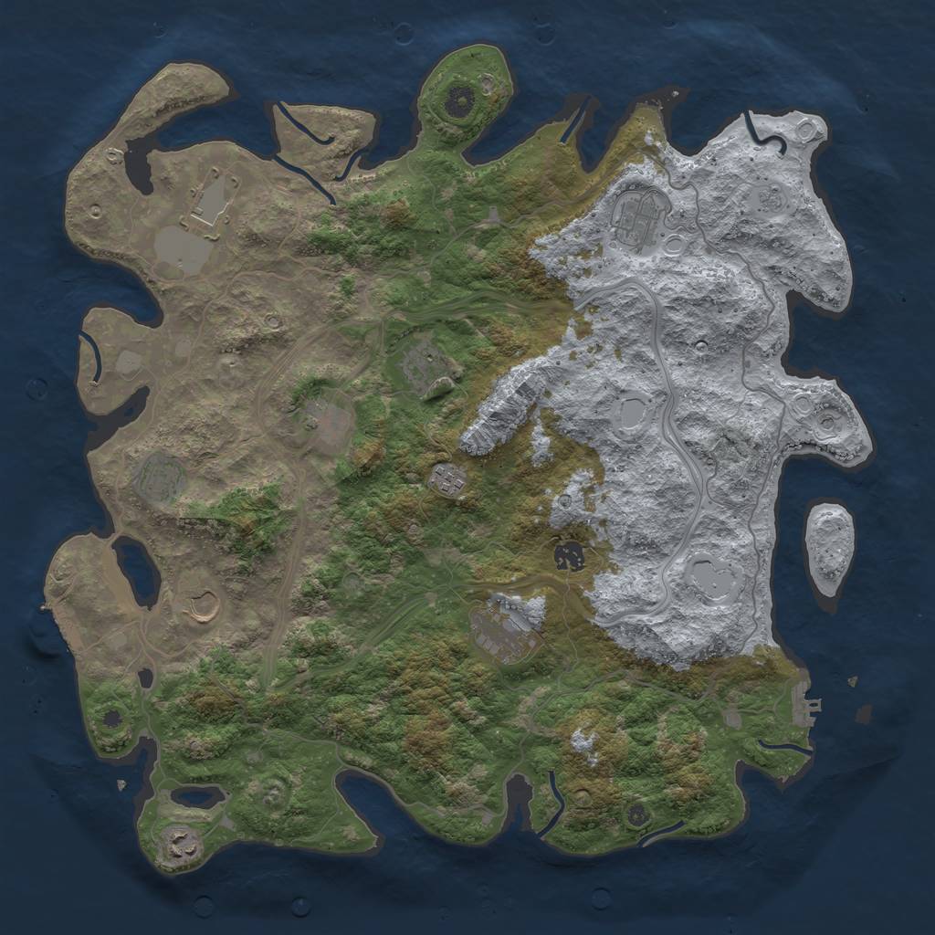 Rust Map: Procedural Map, Size: 4500, Seed: 1263832, 17 Monuments