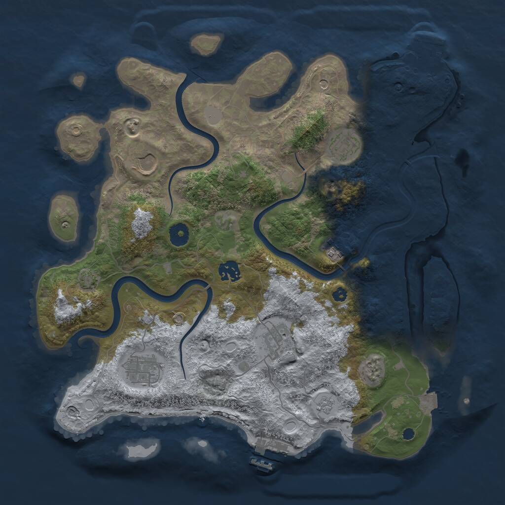 Rust Map: Procedural Map, Size: 3500, Seed: 115332177, 12 Monuments