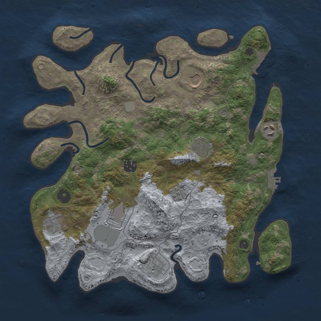 Rust Map: Procedural Map, Size: 3500, Seed: 383415072, 15 Monuments