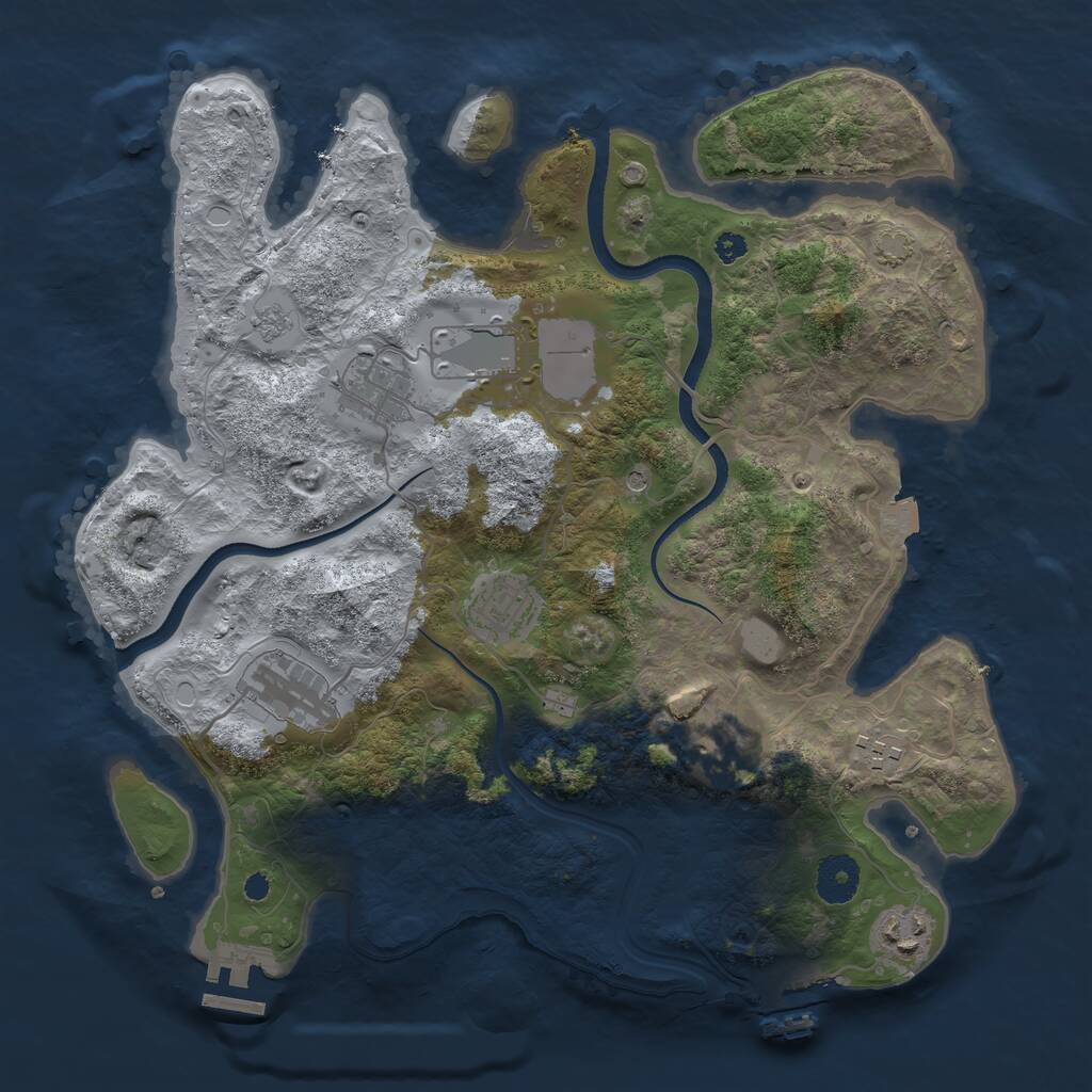 Rust Map: Procedural Map, Size: 3500, Seed: 546547, 13 Monuments