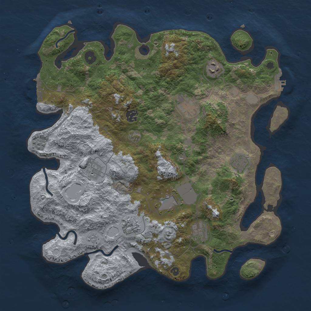 Rust Map: Procedural Map, Size: 3800, Seed: 407642282, 16 Monuments