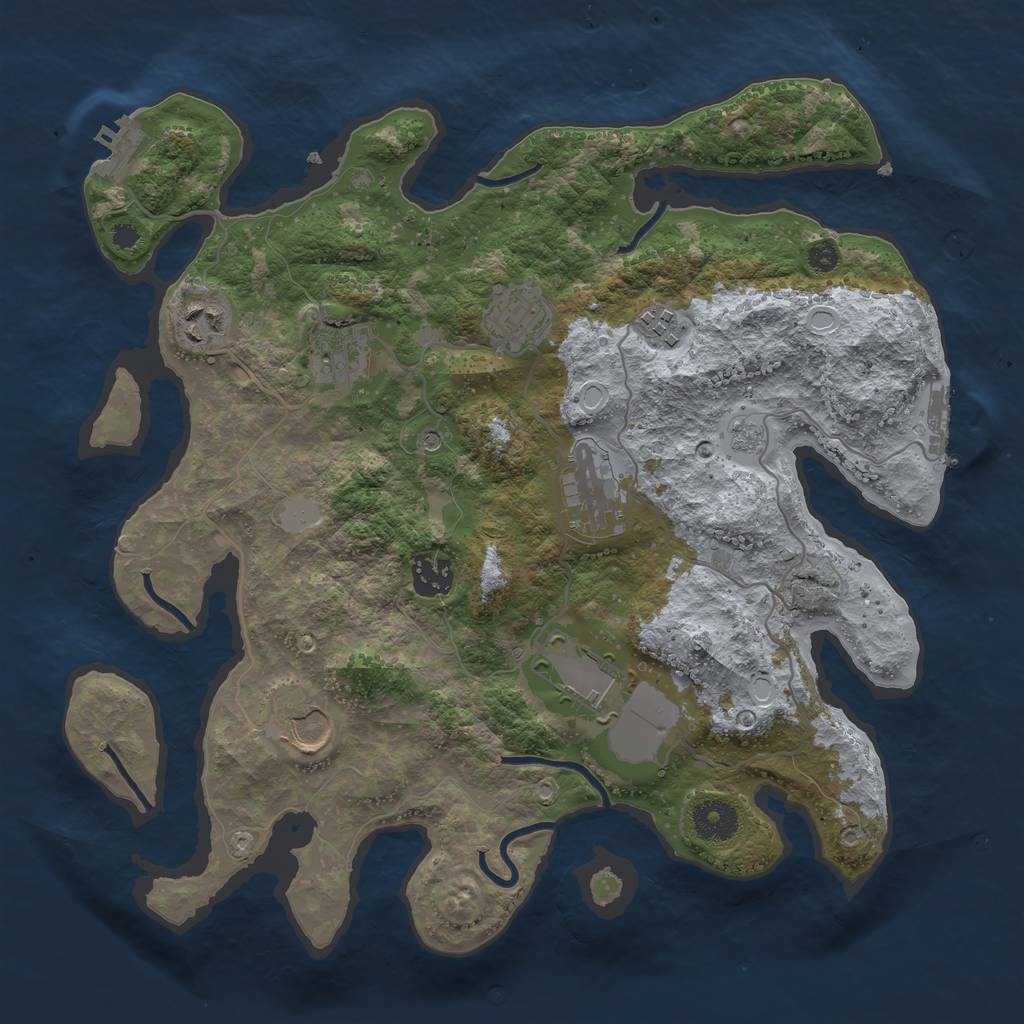 Rust Map: Procedural Map, Size: 3500, Seed: 812076410, 15 Monuments