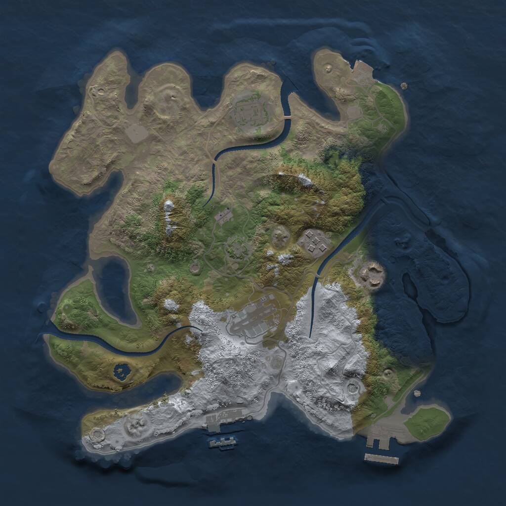 Rust Map: Procedural Map, Size: 3000, Seed: 1084453028, 9 Monuments