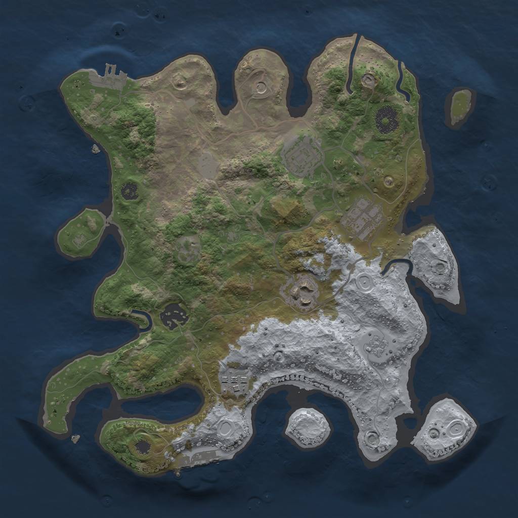 Rust Map: Procedural Map, Size: 3000, Seed: 1783202384, 12 Monuments