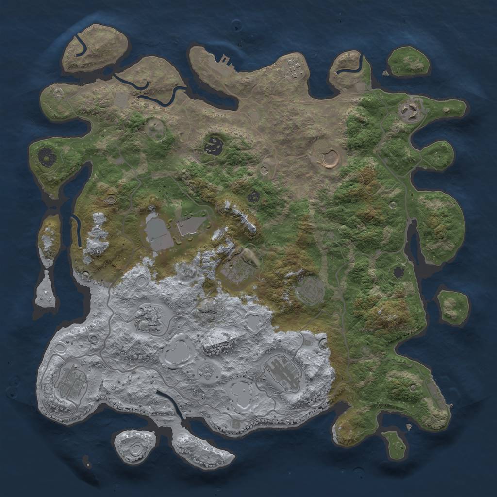 Rust Map: Procedural Map, Size: 4000, Seed: 1856149518, 17 Monuments