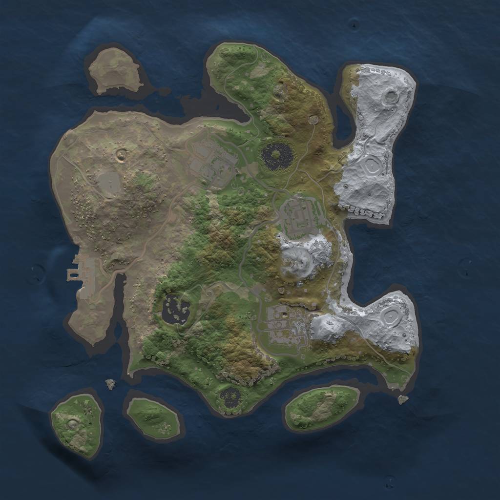Rust Map: Procedural Map, Size: 2500, Seed: 30002841, 8 Monuments