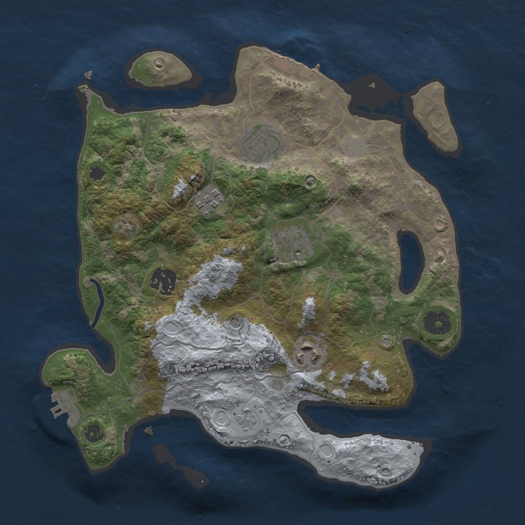 Rust Map: Procedural Map, Size: 3000, Seed: 873627865, 12 Monuments
