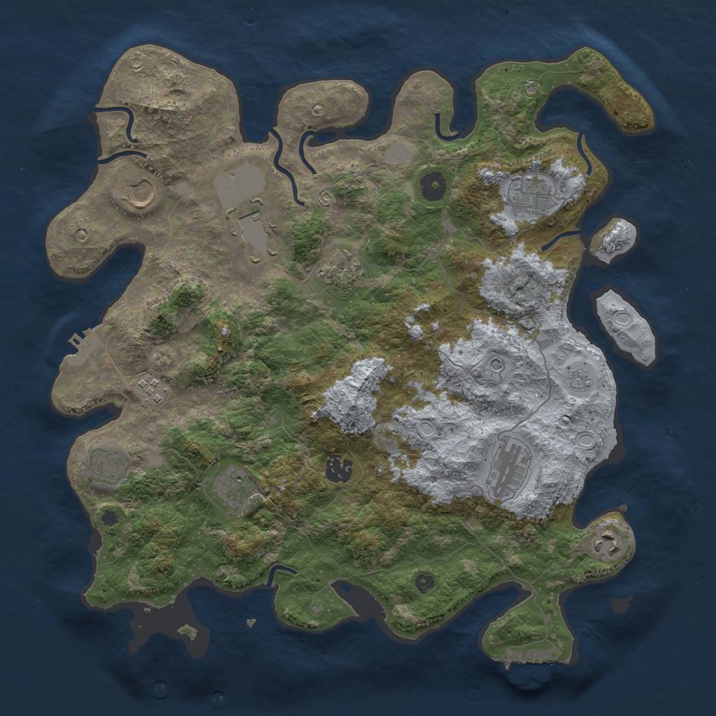 Rust Map: Procedural Map, Size: 3850, Seed: 9553497, 17 Monuments