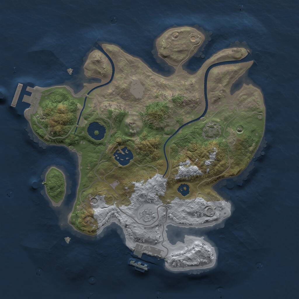 Rust Map: Procedural Map, Size: 2500, Seed: 719250084, 7 Monuments