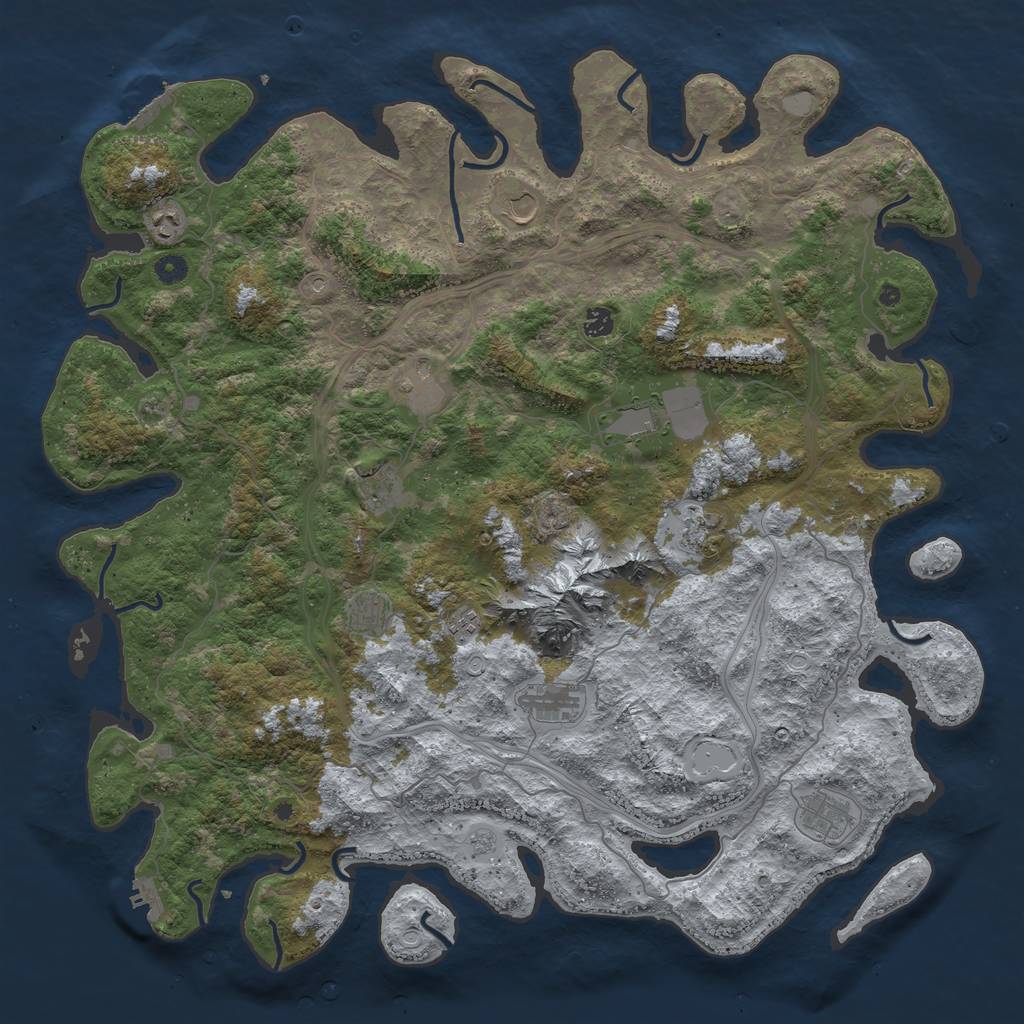Rust Map: Procedural Map, Size: 5000, Seed: 2032023, 18 Monuments