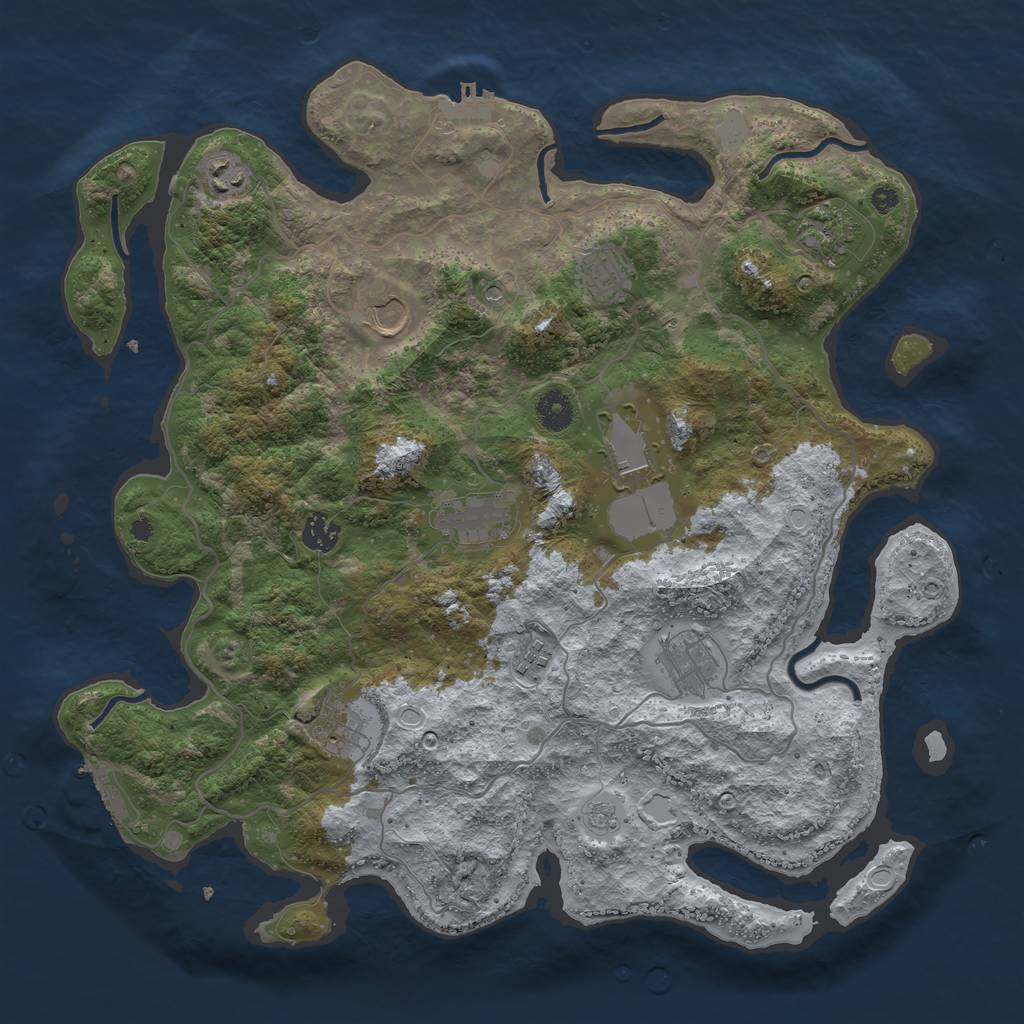 Rust Map: Procedural Map, Size: 4000, Seed: 2100762109, 17 Monuments