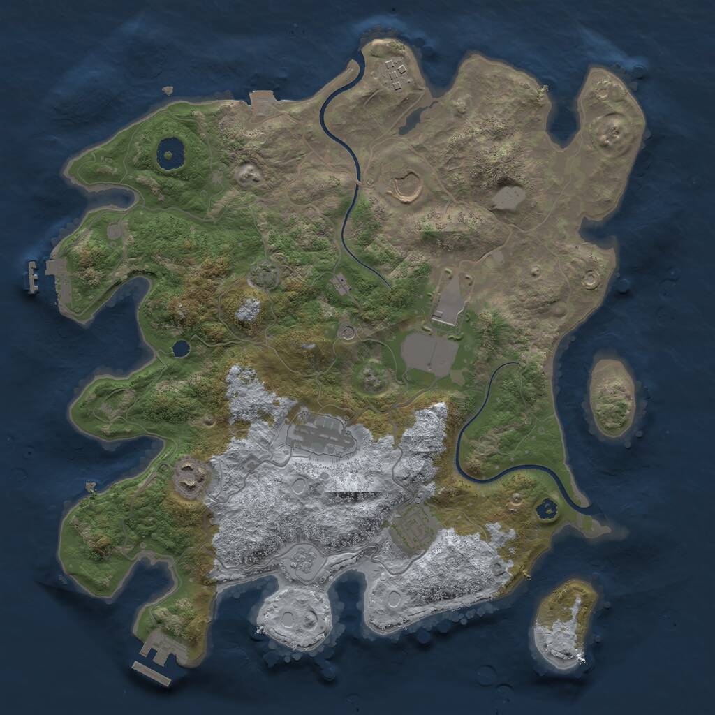 Rust Map: Procedural Map, Size: 3500, Seed: 3619, 12 Monuments