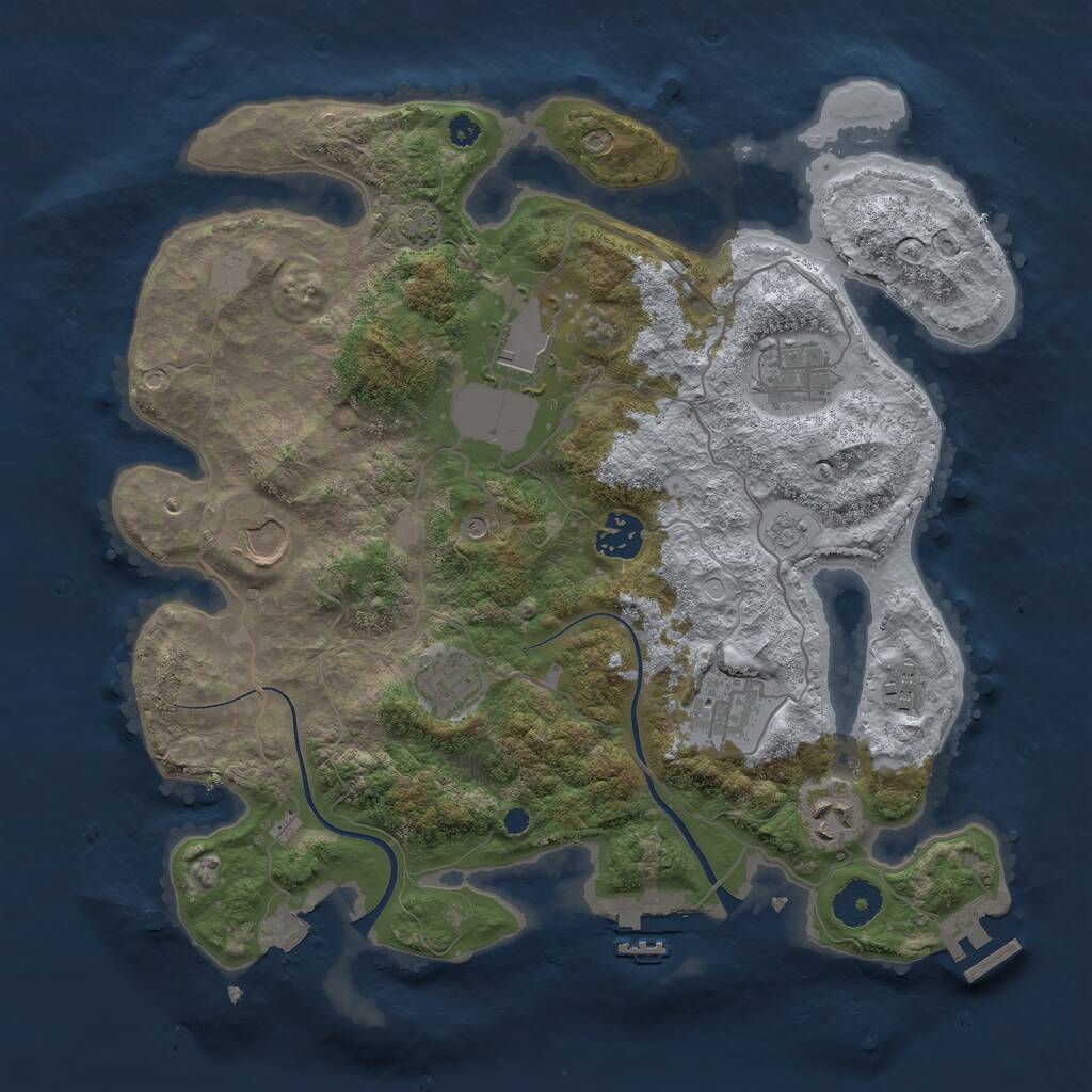Rust Map: Procedural Map, Size: 3500, Seed: 33331, 14 Monuments