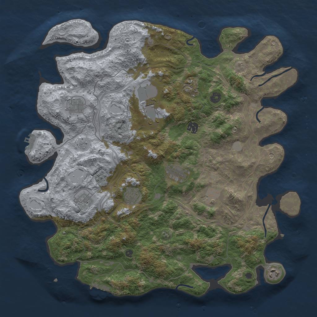 Rust Map: Procedural Map, Size: 4250, Seed: 886986044, 17 Monuments