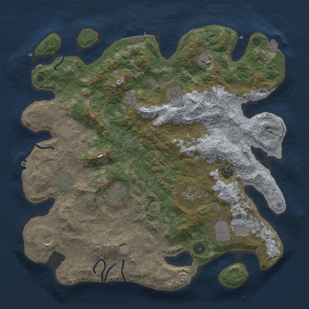 Rust Map: Procedural Map, Size: 4000, Seed: 138388015, 18 Monuments