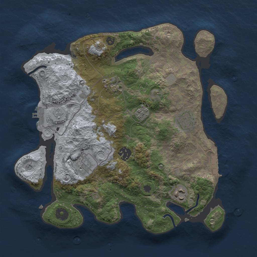 Rust Map: Procedural Map, Size: 3000, Seed: 102673, 13 Monuments