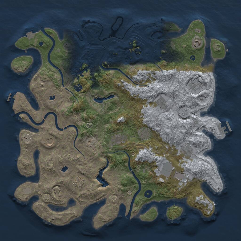 Rust Map: Procedural Map, Size: 4500, Seed: 953187, 17 Monuments