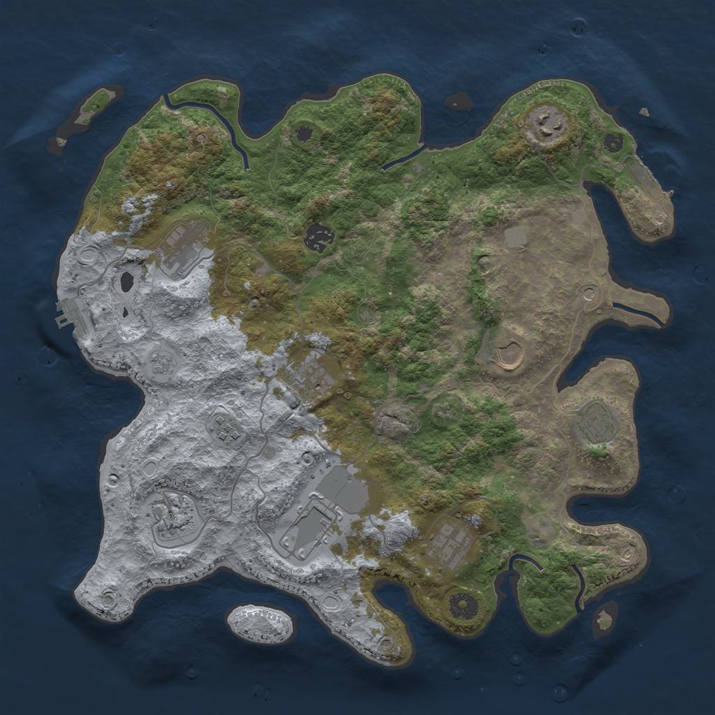 Rust Map: Procedural Map, Size: 3750, Seed: 121397644, 17 Monuments