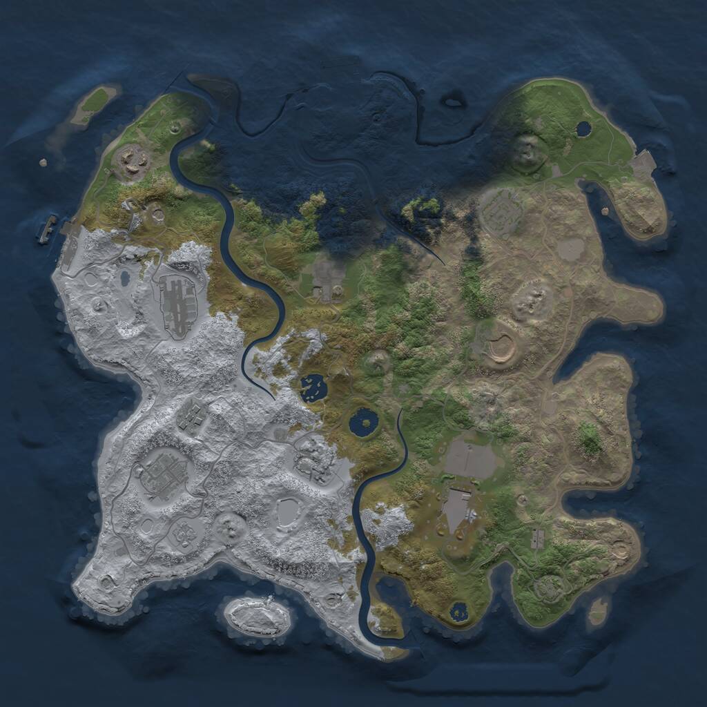 Rust Map: Procedural Map, Size: 3750, Seed: 121397644, 16 Monuments