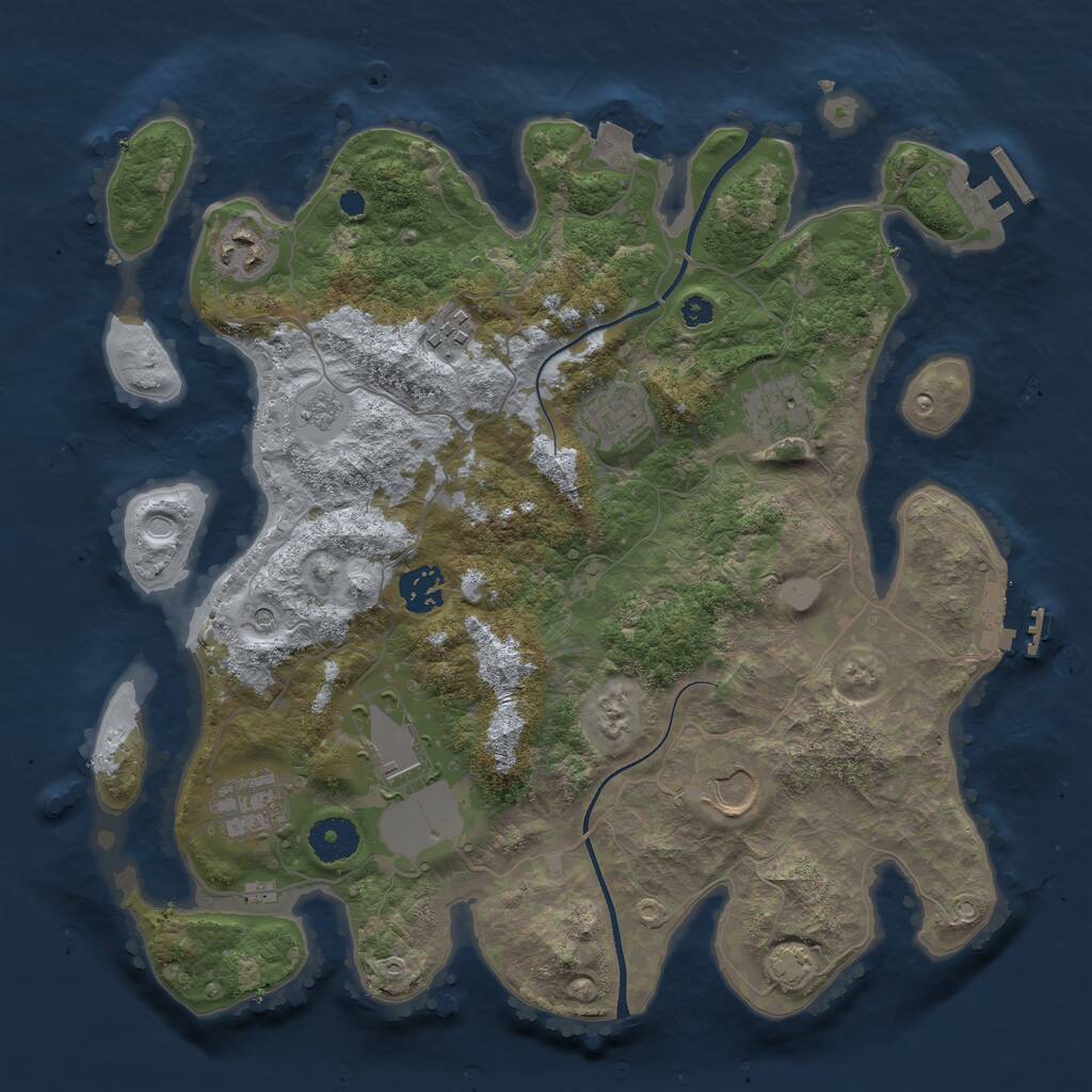 Rust Map: Procedural Map, Size: 3500, Seed: 26899535, 14 Monuments