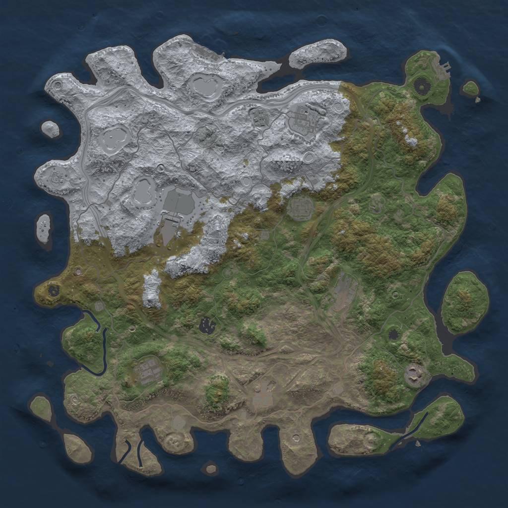 Rust Map: Procedural Map, Size: 4500, Seed: 290217914, 16 Monuments