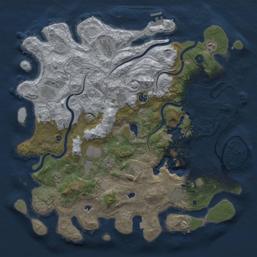 Rust Map: Procedural Map, Size: 4500, Seed: 290217914, 16 Monuments