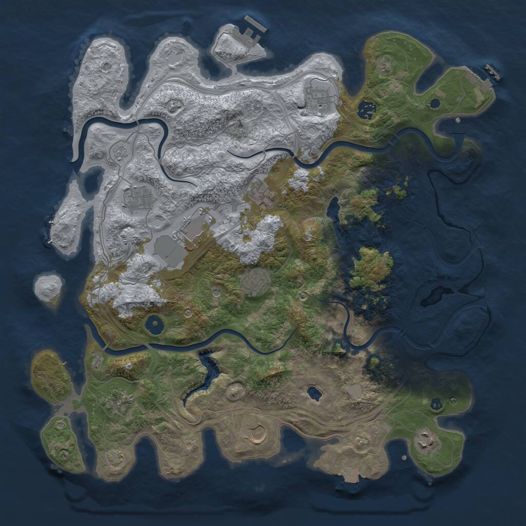Rust Map: Procedural Map, Size: 4250, Seed: 356000609, 16 Monuments