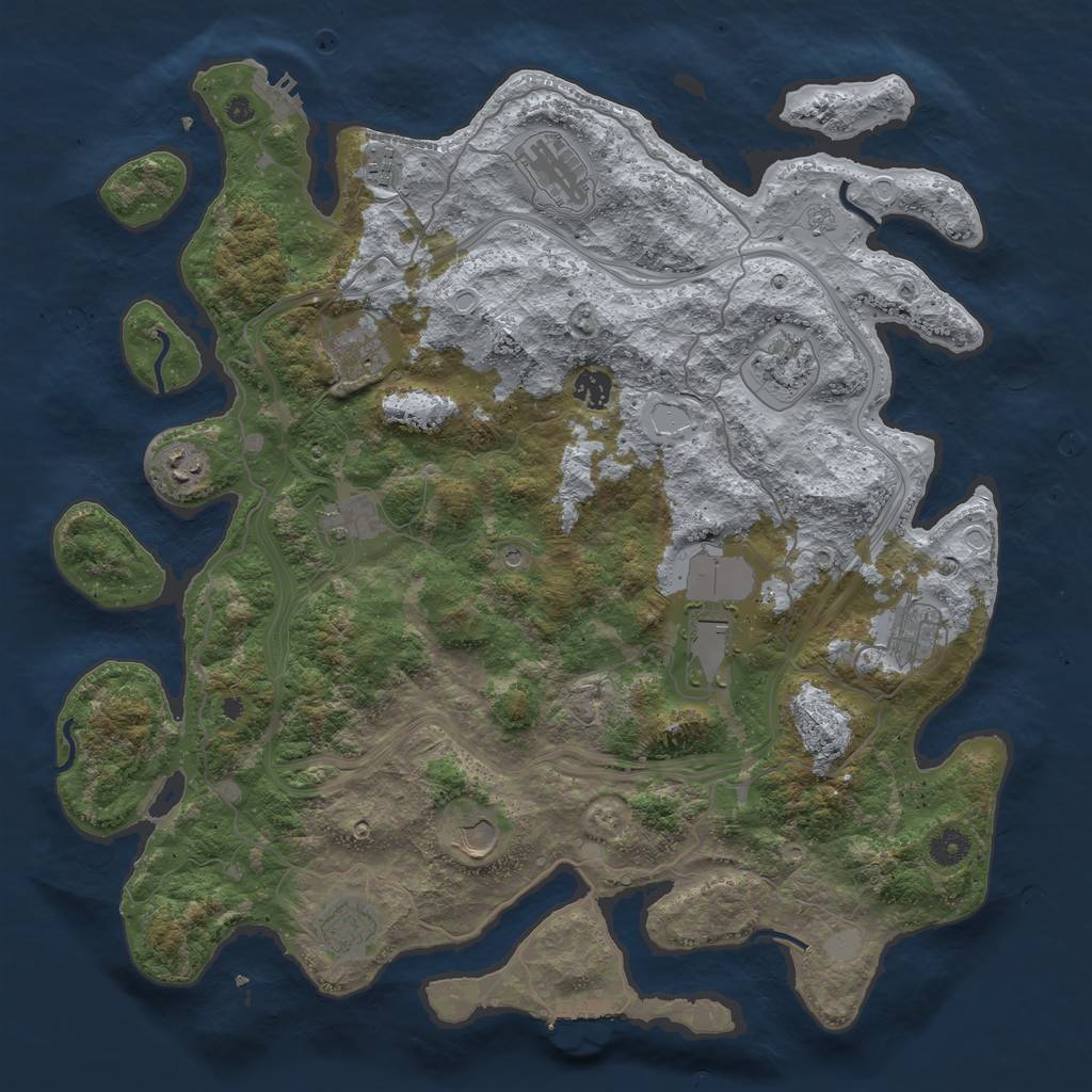Rust Map: Procedural Map, Size: 4250, Seed: 322858719, 18 Monuments