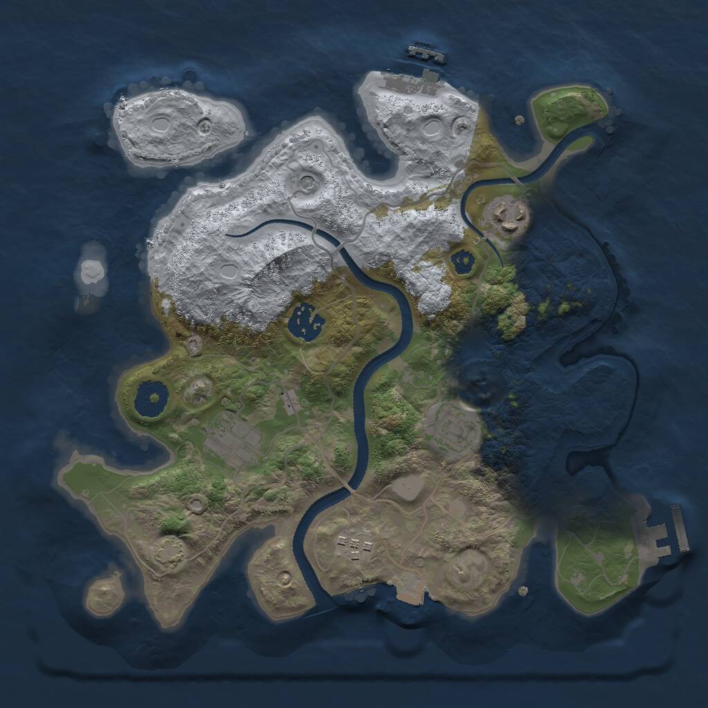 Rust Map: Procedural Map, Size: 3000, Seed: 1397895635, 10 Monuments