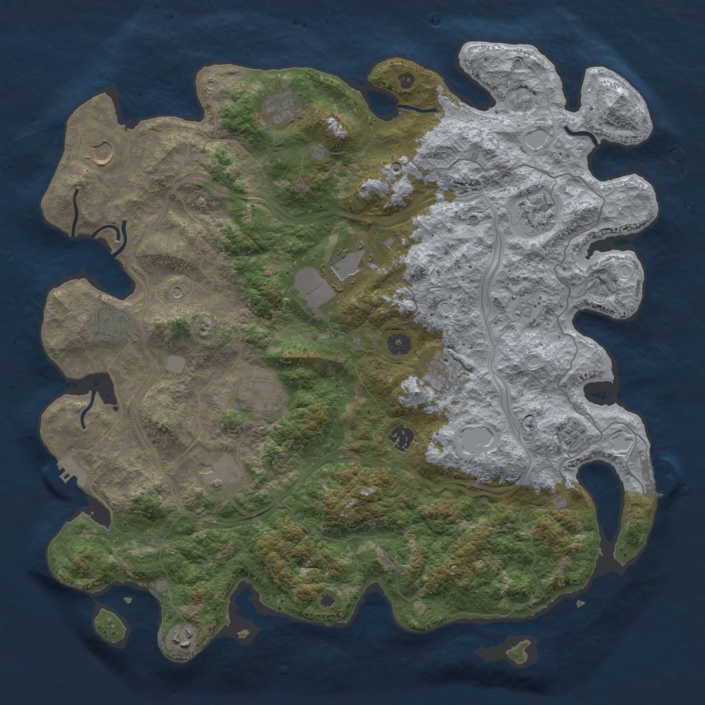 Rust Map: Procedural Map, Size: 4500, Seed: 1504169001, 18 Monuments