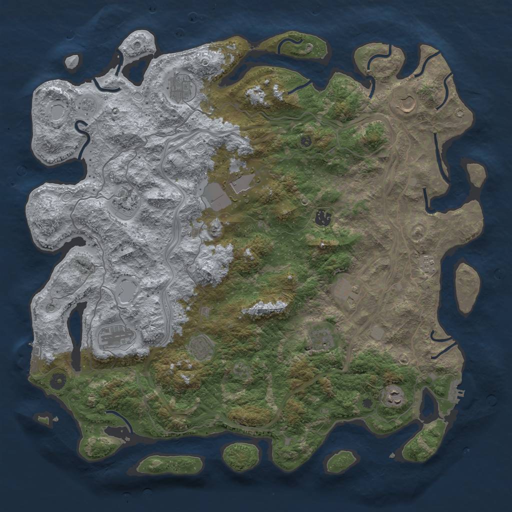 Rust Map: Procedural Map, Size: 4650, Seed: 80000, 18 Monuments