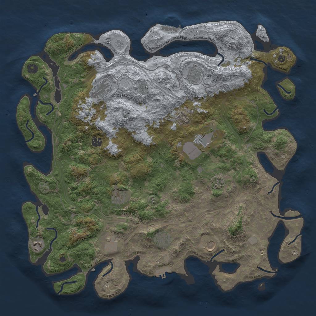 Rust Map: Procedural Map, Size: 4500, Seed: 945708413, 18 Monuments