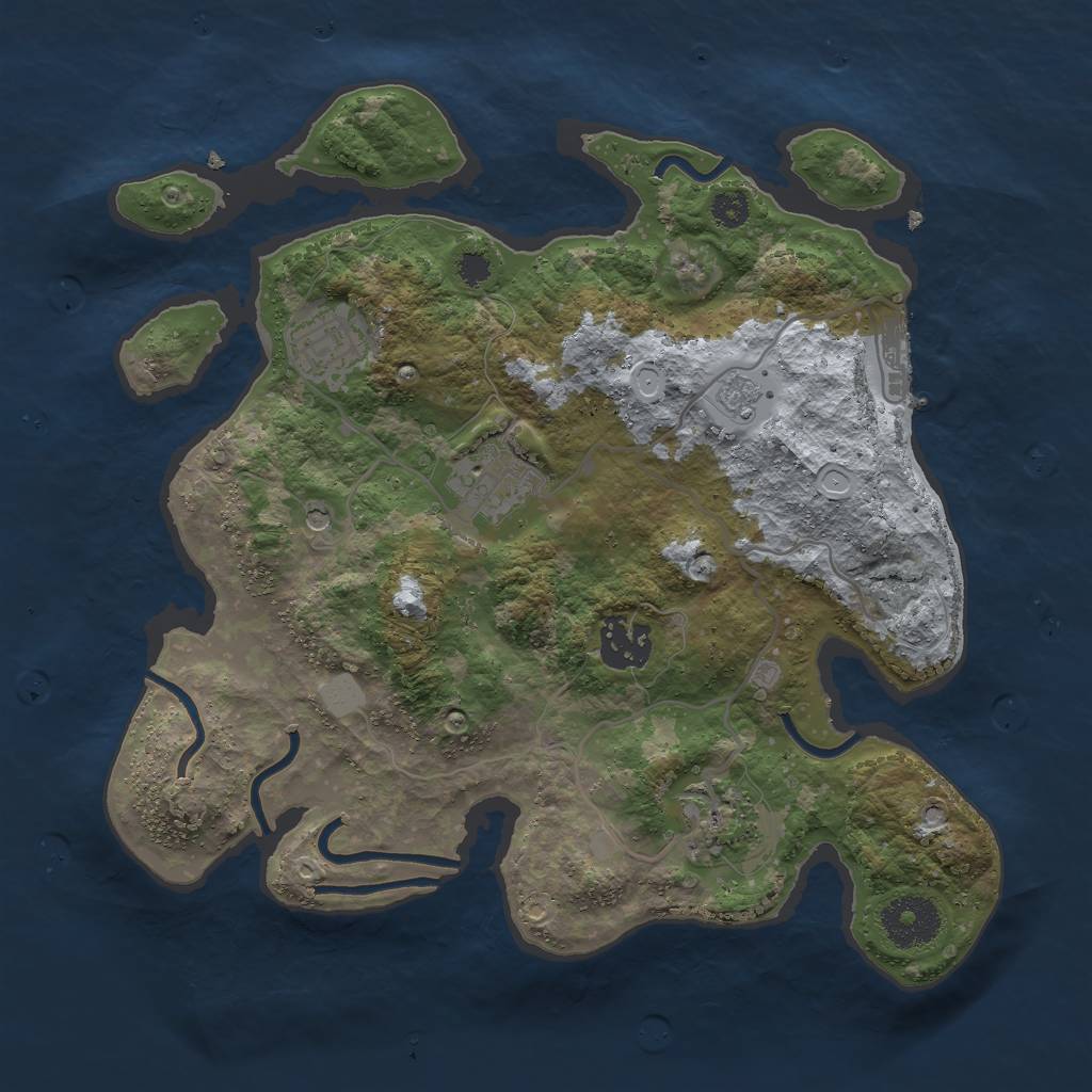 Rust Map: Procedural Map, Size: 3000, Seed: 1225839729, 10 Monuments