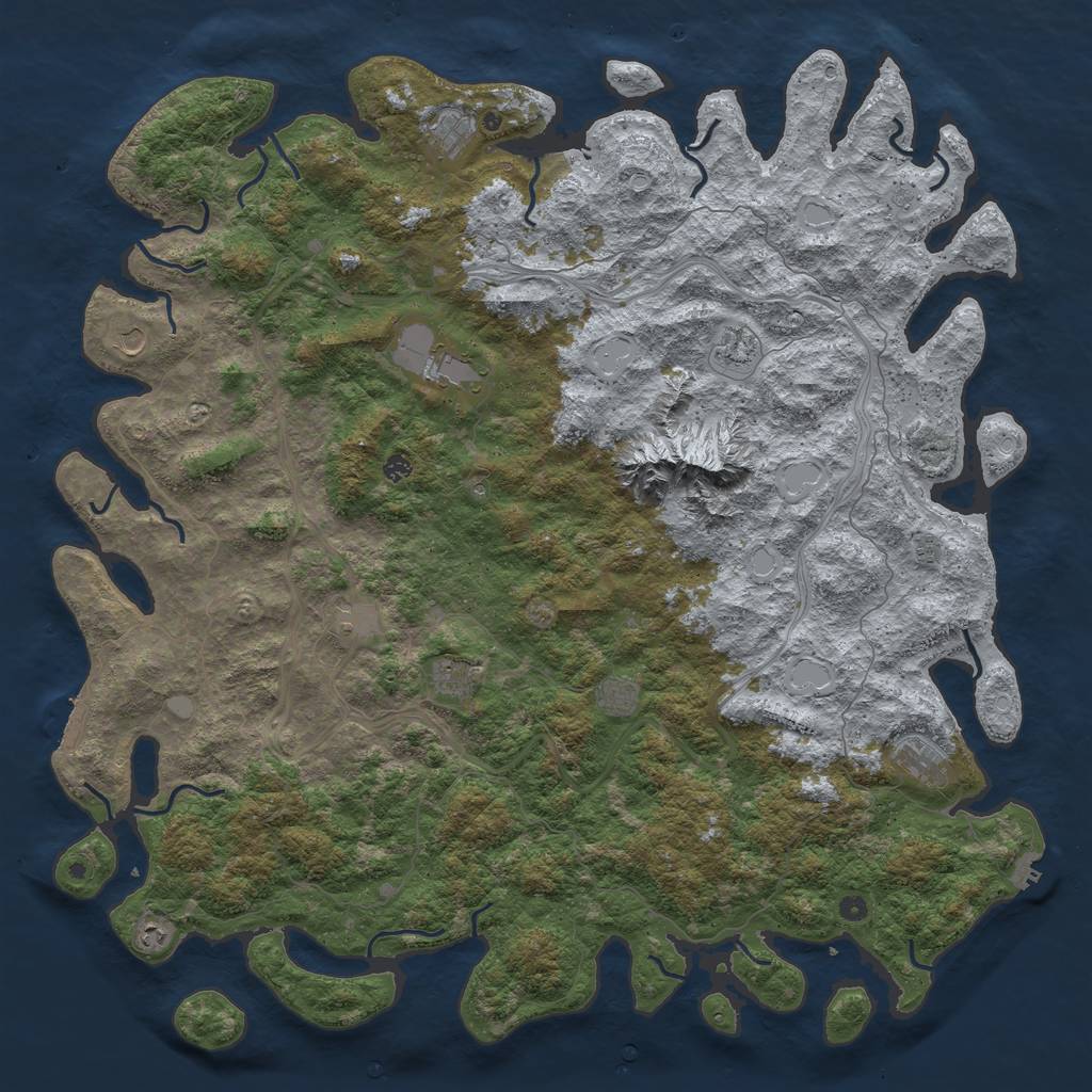 Rust Map: Procedural Map, Size: 6000, Seed: 357951456, 18 Monuments