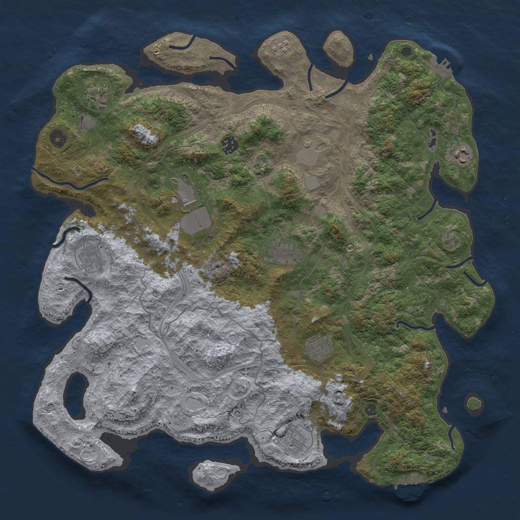 Rust Map: Procedural Map, Size: 4500, Seed: 681463214, 17 Monuments