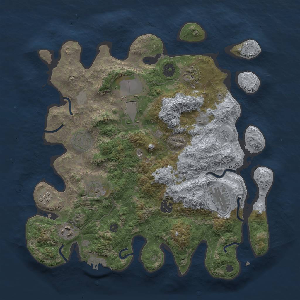 Rust Map: Procedural Map, Size: 3500, Seed: 1020305919, 14 Monuments