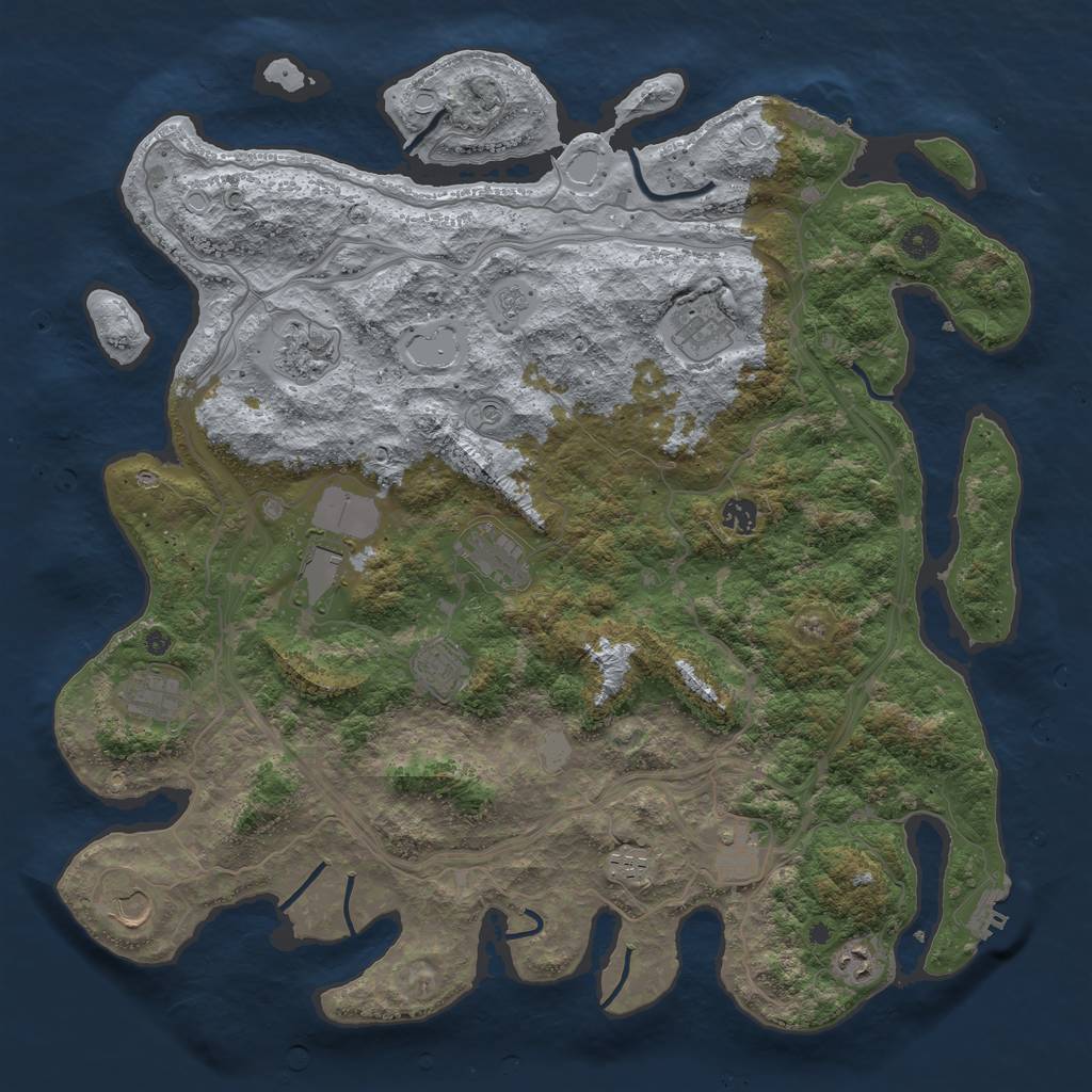 Rust Map: Procedural Map, Size: 4500, Seed: 1313400097, 18 Monuments