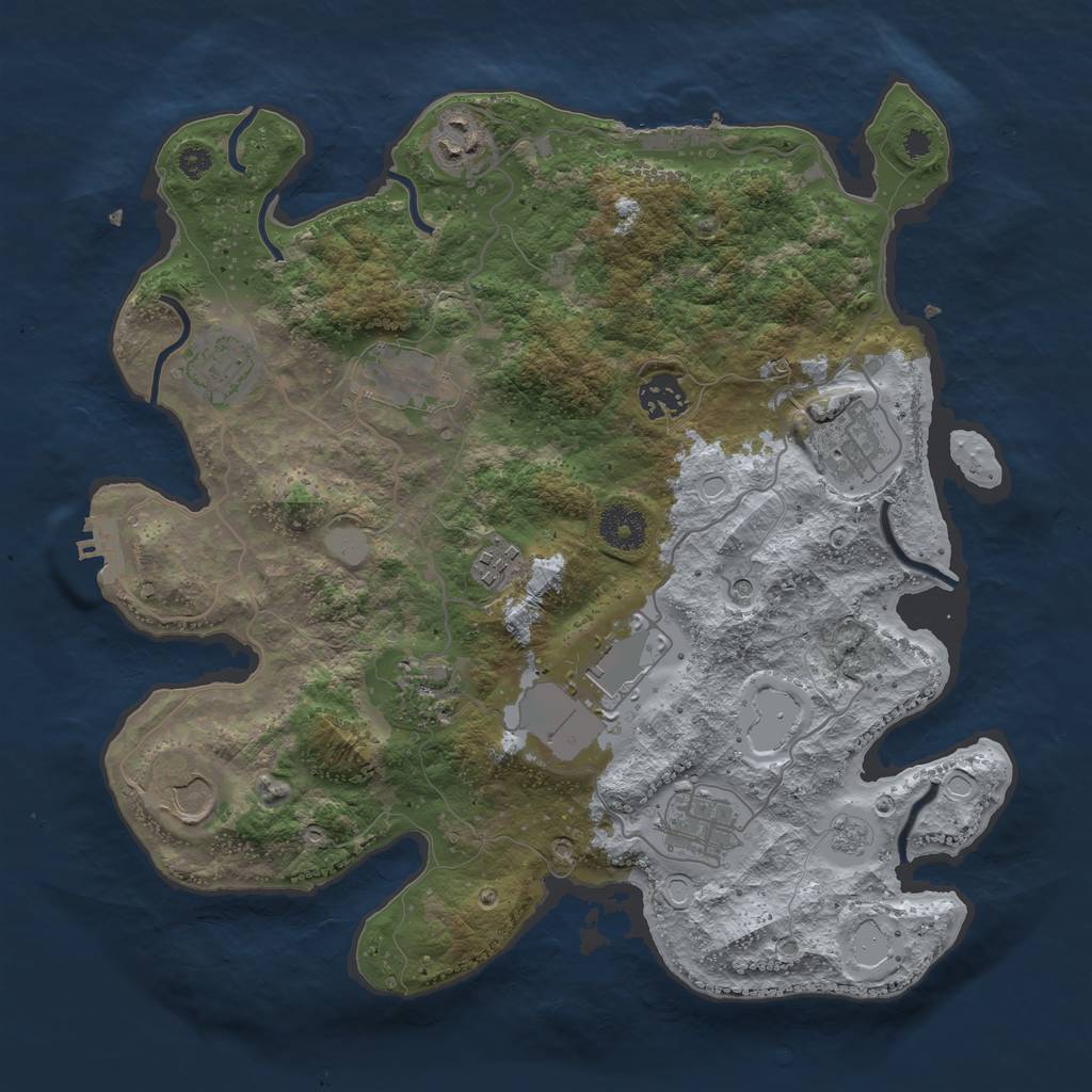 Rust Map: Procedural Map, Size: 3500, Seed: 1437487478, 17 Monuments