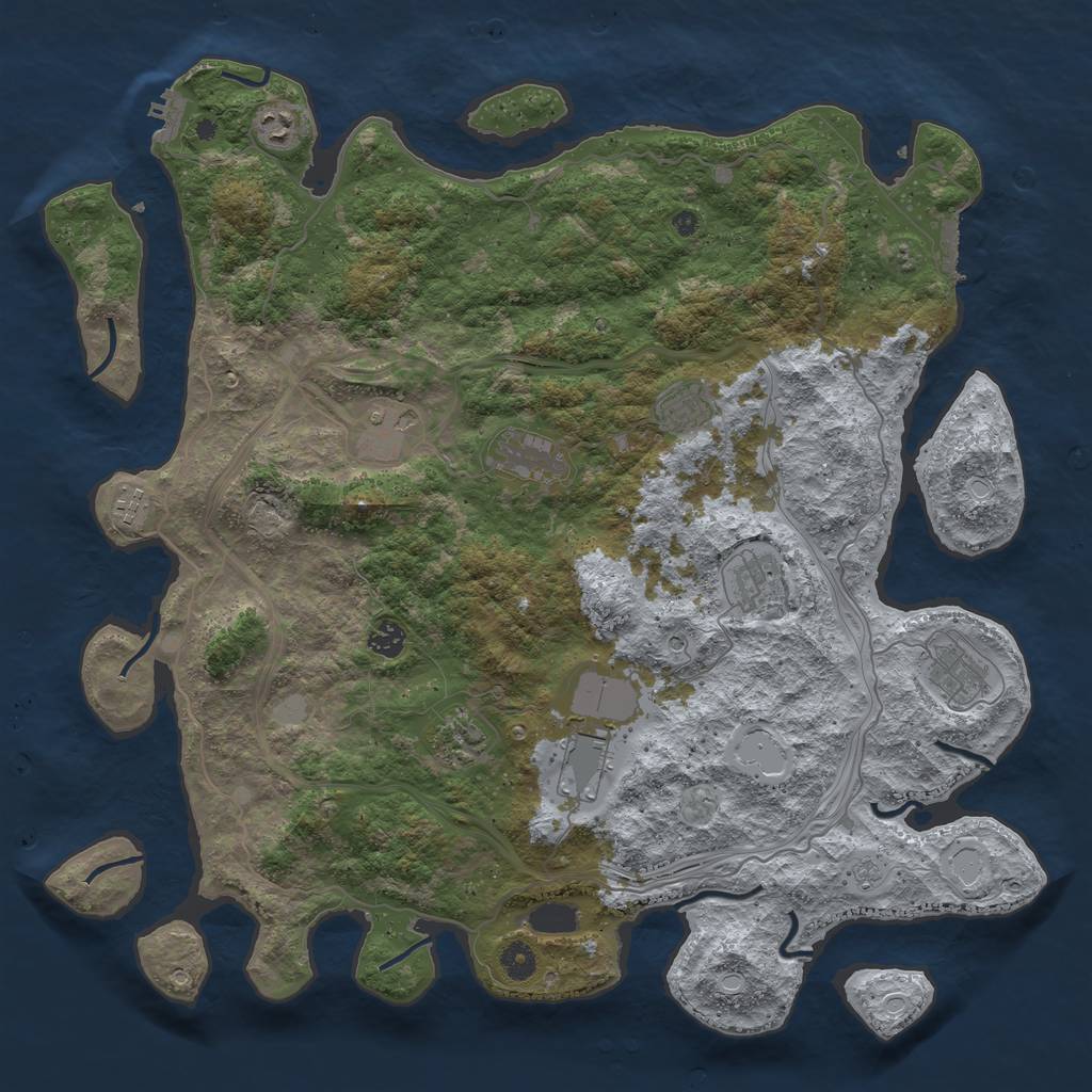 Rust Map: Procedural Map, Size: 4500, Seed: 1402154575, 17 Monuments